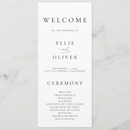 Boho Black & White-Eleganten minimalist Bröllop Program