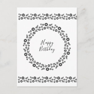 Boho Blans Black and White hälsning Vykort