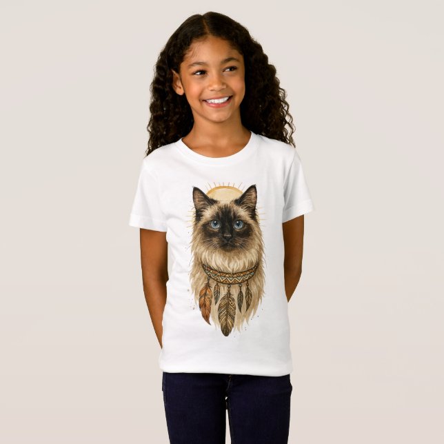Boho Blåögd Katt Barn T-Shirt (Hel framsida)