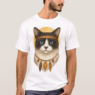 Boho Blåögd Katt Drömfångare Grafisk T-Shirt