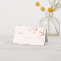 Boho Blek Rosa Blommigt Bröllop Place Card