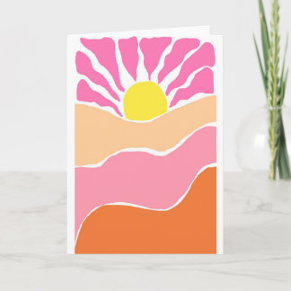 Boho blekrosa och orange solnedgång kort