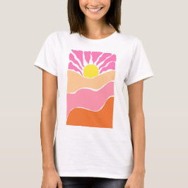Boho blekrosa och orange solnedgång t shirt