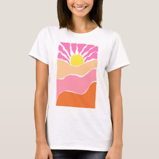Boho blekrosa och orange solnedgång t shirt