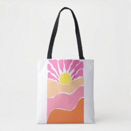 Boho blekrosa och orange solnedgång tygkasse