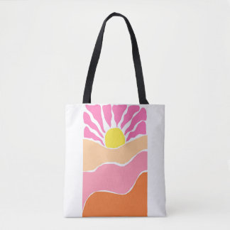 Boho blekrosa och orange solnedgång tygkasse