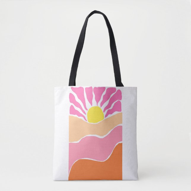 Boho blekrosa och orange solnedgång  tygkasse (Framsida)