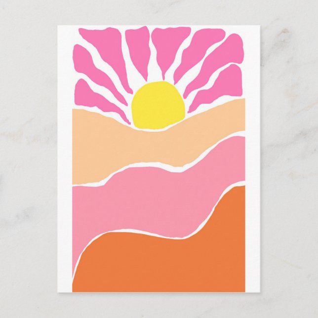 Boho blekrosa och orange solnedgång  vykort (Framsida)
