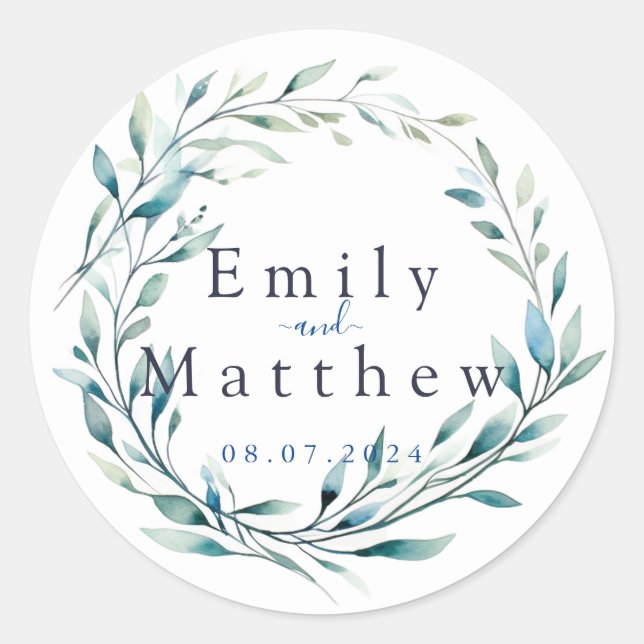 Boho Bliss Bröllop Runt Klistermärke (Framsida)