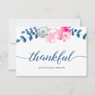 Boho Bliss: Elegant Watercolor Flower Bröllop än Tack Kort