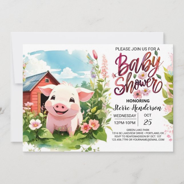 Boho Bliss Farm Gris Baby Shower Inbjudningar (Framsida)