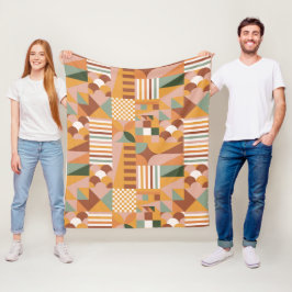 Boho Blocks Blommigt Fleecefilt