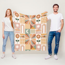 Boho Blocks Blommigt Fleecefilt