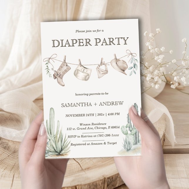 Boho blöja fest cowboy baby shower  inbjudningar (Skapare uppladdad)