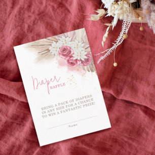Boho Blöja Lotteri Kort Pampas Gräs Baby Shower
