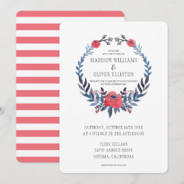 Boho blom- vattenfärgröd ros | som gifta sig inbjudningar