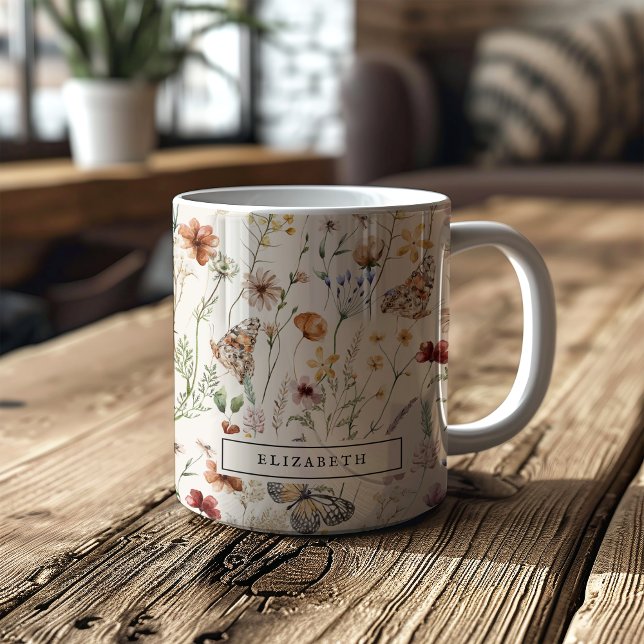 Boho blomkruksmugg kaffemugg (Boho Floral Mug
)