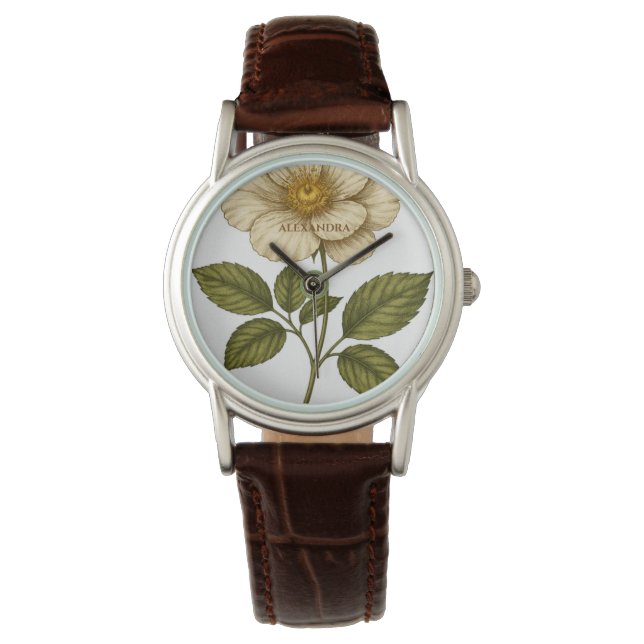 Boho blomma anpassat namn armbandsur (Framsida)