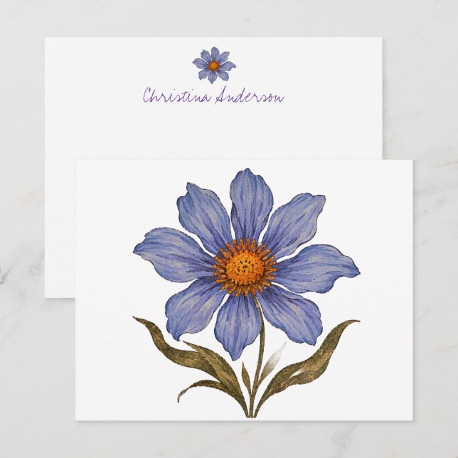 Boho blomma anteckningskort (Fram/baksida)