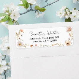 Boho Blomma Bebis Shower Returadress Etikett