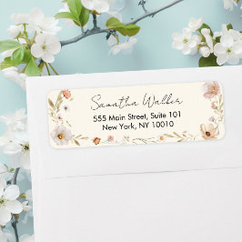 Boho Blomma Bebis Shower Returadress Etikett