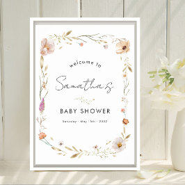 Boho Blomma Bebis Shower Välkomst Poster