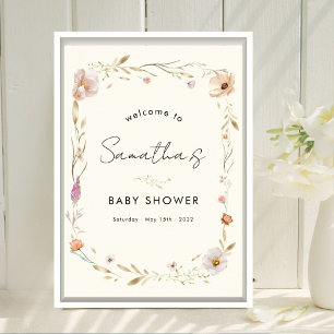 Boho Blomma Bebis Shower Välkomst Poster