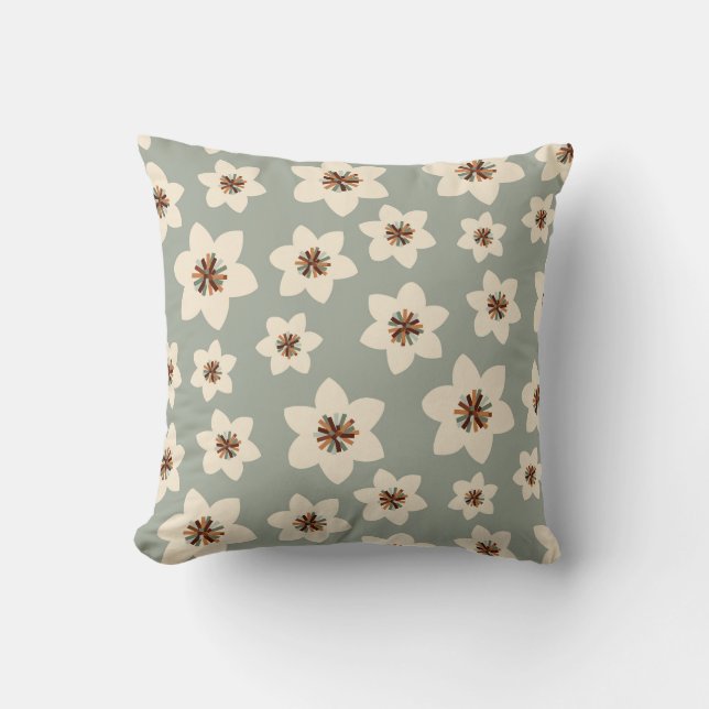 Boho-blomma - gröntens bakgrund kudde (Framsida)