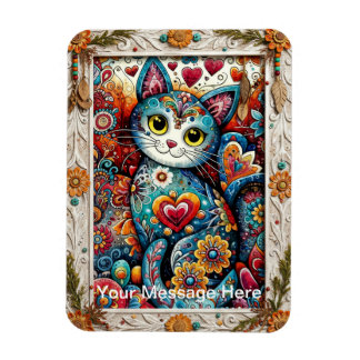 Boho blomma katt design magnet