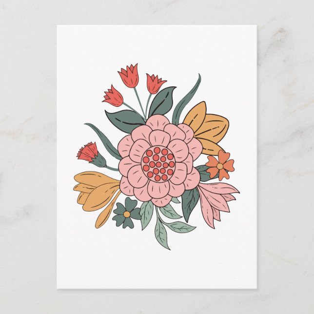 Boho-blomma Vykort (Framsida)