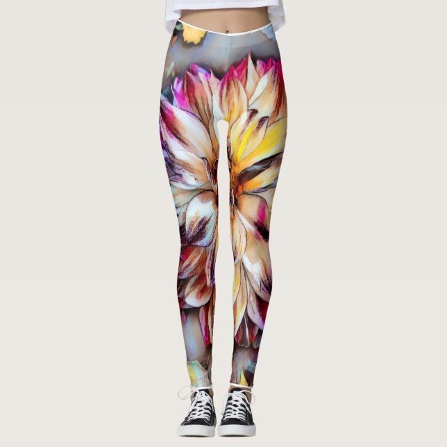 Boho blomma yogabyrxor leggings (Framsida)