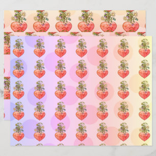 Boho blommande hjärta färgglert scrapbookpapper
