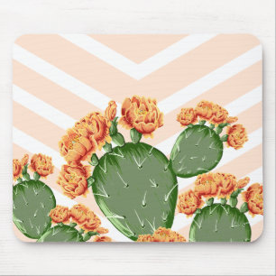 Boho Blommar Prickly Pear Cactus & Chevrons Musmatta