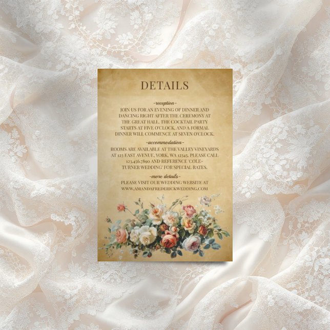 Boho blommarrangemang Gammalt papper inklusionskor Tilläggskort (Skapare uppladdad)