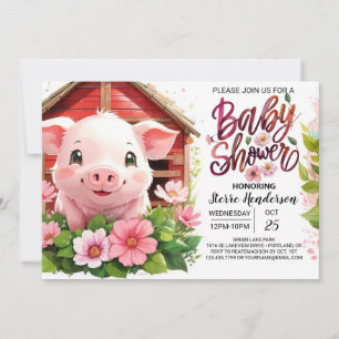 Boho Blommars Rosa Gris Baby Shower Inbjudningar