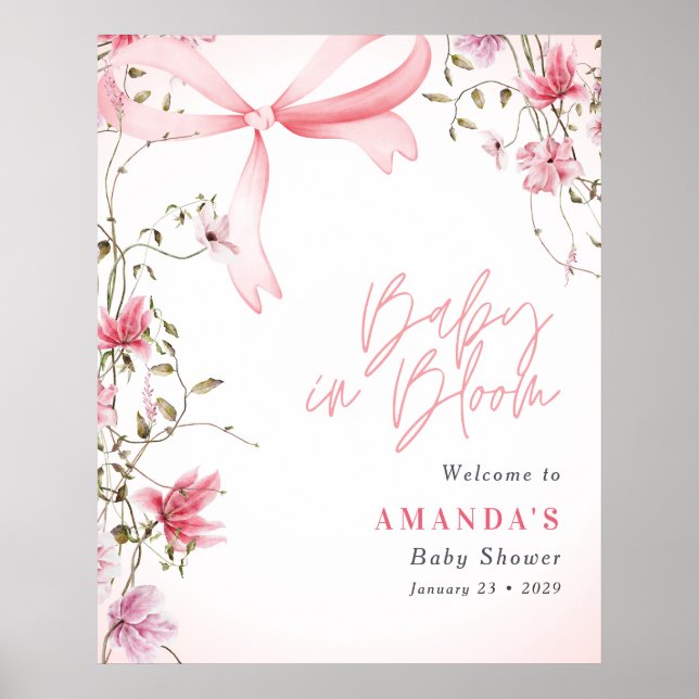 Boho Blommig Baby i Blom Babykalas Poster (Framsidan)