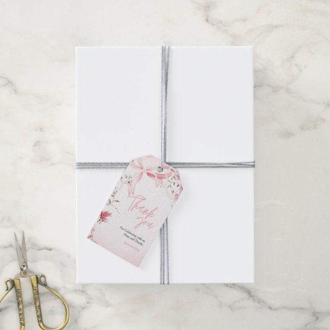 Boho Blommig Baby i Blom Babykalas Presentetikett (Med Snöre)