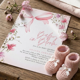 Boho Blommig Baby i Blomning Barnkalas Inbjudningar