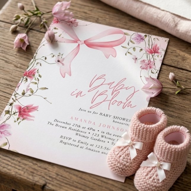 Boho Blommig Baby i Blomning Barnkalas Inbjudningar (Skapare uppladdad)