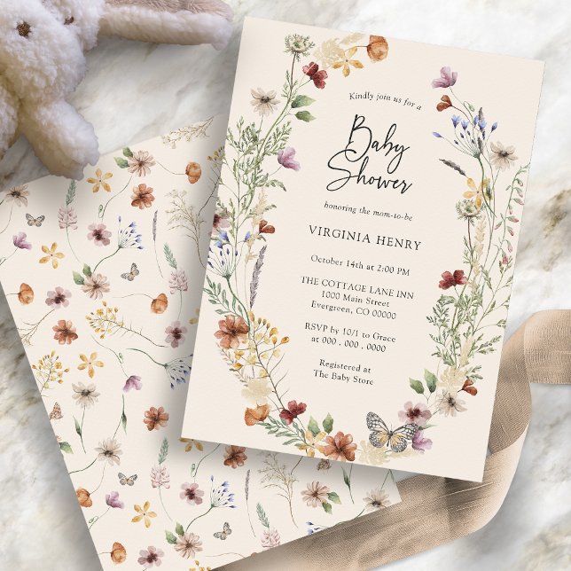Boho Blommig Baby Shower Inbjudan (Boho Floral Baby Shower Invitation
)