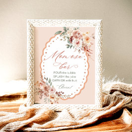 Boho Blommig Baby Shower Mom-osa Bar Poster