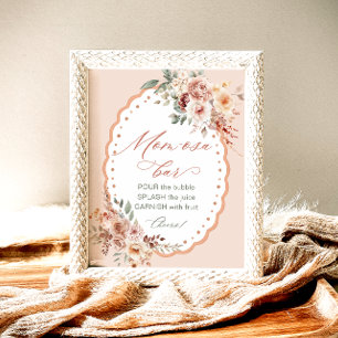 Boho Blommig Baby Shower Mom-osa Bar Poster