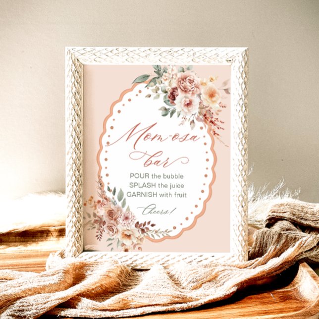 Boho Blommig Baby Shower Mom-osa Bar Poster (Skapare uppladdad)