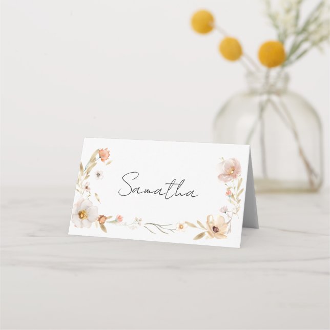 Boho blommig baby shower placeringskort (Framsida)