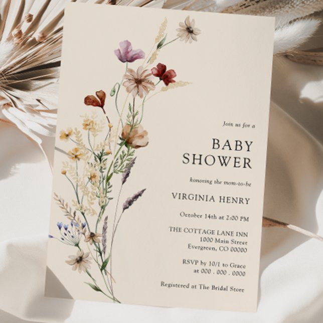 Boho Blommig Barnkalas Inbjudan (Boho Floral Baby Shower Invitation
)