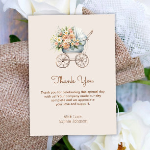 Boho Blommig Barnvagn Baby Shower Tack Kort