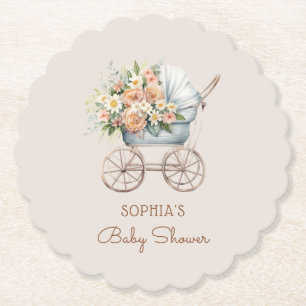 Boho Blommig Barnvagn Baby Shower Underlägg Papper