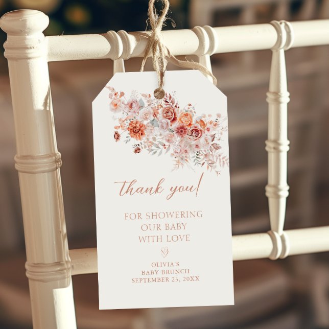 Boho Blommig Bebis Brunch Tack Presentetikett (Skapare uppladdad)