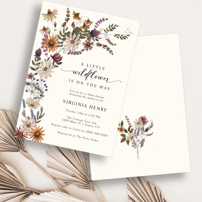 Boho Blommig Bebis-fest Inbjudningar (Boho Floral Baby Shower Invitation
)