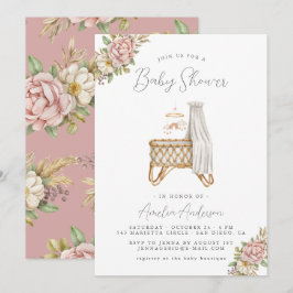 Boho Blommig Bebis Flicka Shower Inbjudan